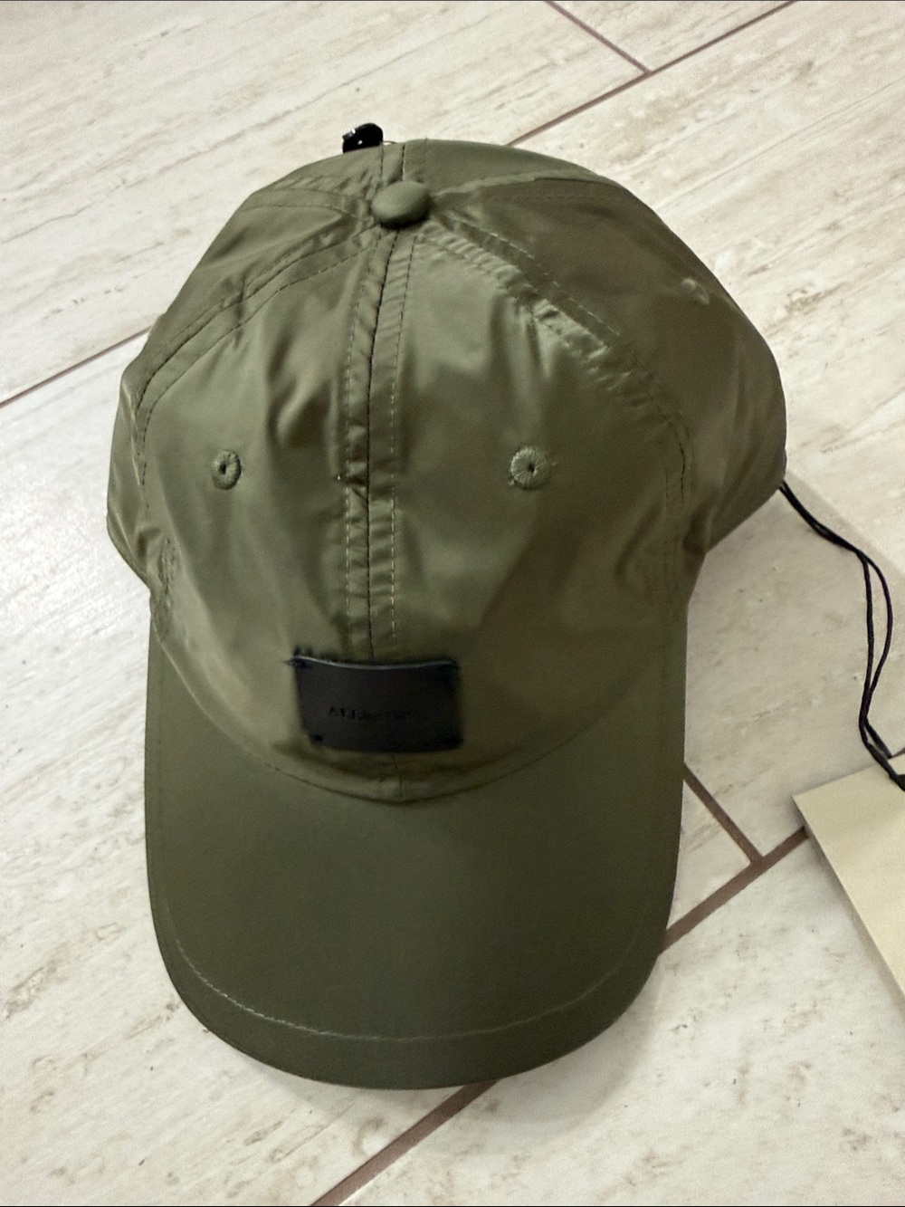 AllSaints Military Green Cap with Tag..black logo tag ..nwt.taffeta khaki